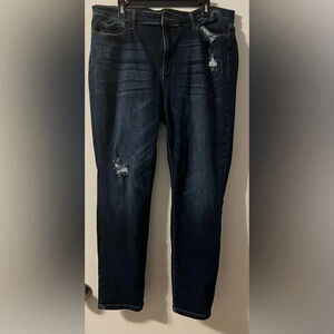 Judy Blue Dark Wash Slim Fit Distressed Jeans